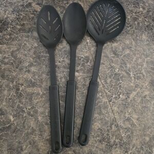 Lot of 3 Solid Black Thick Plastic Kitchen / Cooking Utensils‎ Calphalon